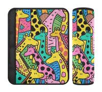 Giraffe Doodle Art 2 pcs car seat Strap Covers, Stop seat Belt Cutting into Neck, car seat Accessories for Truck