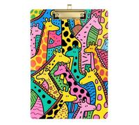 Giraffe Doodle Art Flat clipboard Plastic for Teacher Portfolio clipboard Size 9 x 12 Gold