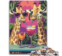 Giraffe Drinking A Drink 2000 Piece Jigsaw Puzzles for Teenagers,Educational Games Home Decoration Artists Collection,Fine Art (70X100cm)