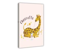 Giraffe Drinking Beverage through A Straw Art Canvas Poster Bedroom Decor Landscape Office Room Decor Gift 16" L X 24" W
