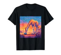 Giraffe Drinking Bubble Tea Boba Sunset Wildlife Art Value Graphic T-Shirt
