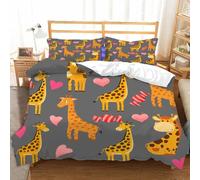 Giraffe Duvet Cover Cute Bedding Set Single Size Quilt Cover 3D Microfibre Comforter Cover with Zipper and Pillowcases 3 Pcs
