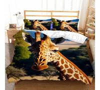Giraffe Duvet Cover Lovely Bedding Set Double Size Quilt Cover 3D Microfibre Comforter Cover with Zipper and Pillowcases 3 Pcs
