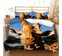 Giraffe Duvet Cover Lovely Bedding Set Double Size Quilt Cover 3D Microfibre Comforter Cover with Zipper and Pillowcases 3 Pcs