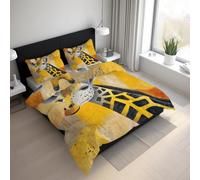 Giraffe Duvet Cover Sets, Oil Painting Wildlife Giraffe Bedding Emperor Size Bed Set 290x235cm, Soft Reversible Microfiber Quilt Cover & 2 Pillowcases, Zipper Closure PZ&S-32