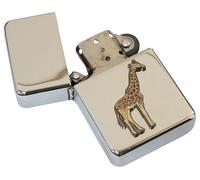 Giraffe E Petrol Lighter Windproof Stainless Steel with Free Engraving Gift 703