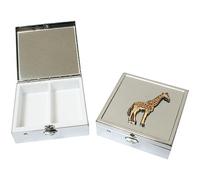 Giraffe E Pill Box Square Trinket Box 2 Compartments with Mirror Gift 703