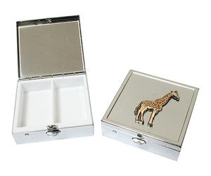 Giraffe E Pill Box Square Trinket Box 2 Compartments with Mirror Gift 703