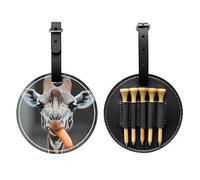 Giraffe Eating Carrots Black Printed Golf tee Storage Bag - for Men only, Durable PU Material, Easy to Carry, Enhance The Golf Experience