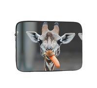 Giraffe Eating Carrots Patterned Laptop Case Essential Accessory for Commuting and Office Use - 17 inch
