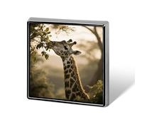 Giraffe Eating Leaves Lapel Pin Fashion Brooch Pin Cute Button Badges Square Button Pins Enamel Pins Metal Pinback for Hat Shirt Clothing Bags Decoration