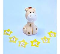 Giraffe Edible Cake Topper - 3D Sugar Fondant Icing Figure - Kids Birthday Decorations - Handmade Present - Cake Decorations (giraffe + name)