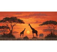 Giraffe Elephant Diamond Art Kits Adults, DIY 5D Large Diamond Painting African Savannah Full Drill Crystal Art Kits 11.8 x 23.6 Inch, Embroidery Cross Stitch Canvas for Home Wall Decor Gifts (RD652)