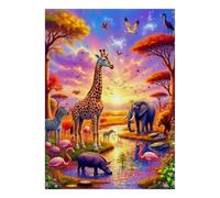 Giraffe Elephant Flamingo Jigsaw Puzzle, 1000 Pcs Indoor Adult Game