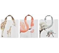 Giraffe Elephant Flamingo Neck Zoo Animal Shopping Bag Reusable Shopper Set of 3