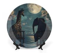 Giraffe Elephant Sea Moon Ceramic Decorative Plate Home Decor Collection Ornament Souvenir Trays Home Art 6inch