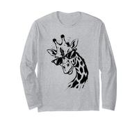 Giraffe Face Funny Black Sunglasses Groovy Animals Ink 60s Long Sleeve T-Shirt