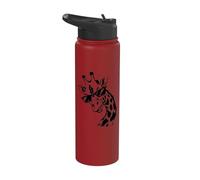 Giraffe Face Funny Black Sunglasses Groovy Animals Ink 60s Stainless Steel Insulated Water Bottle