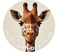 Giraffe face/Head Cake topper Square or round Edible Icing or Wafer Any size