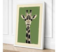 Giraffe Facing Forward Modern Canvas Wall Art Print 24x16 Inch | White