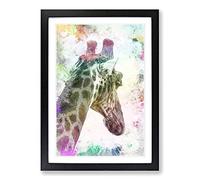 Giraffe Facing The Rainbow in Abstract Framed Print | A2 Black Framed Wall Art | Ready to Hang | Abstract Animal Picture | Living Room Bedroom Lounge Office