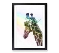 Giraffe Facing The Rainbow Painting Framed Print | A2 Black Framed Wall Art | Ready to Hang | Modern Animal Picture | Living Room Bedroom Lounge Office