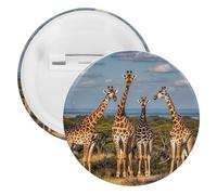 Giraffe Family Badge Metal Round Pins, Lightweight Brooch for Backpack, Fashion Button Pins Badge for Shirts, Jackets, Shawl Coat, Unisex, 20PCS, Tinplate, metal round pins