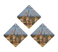 Giraffe Family Car Air Freshener, 3 Pcs Rhombus Hanging Air Freshener Cards, Long Lasting Fragrance Scented Cards for Car, Home, Office Gray-style