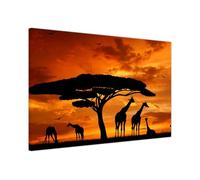 Giraffe Family Portrait Canvas Wall Art Prints - Framed Modern Decor for Living Room, Bedroom, Hallway, Office Large (76 x 51 cm - 30" x 20" inch)