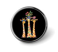 Giraffe Family Round Brooches And Pins Small 1" Badge Decorative Lapel Pin for Clothes Bag Backpack