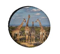 Giraffe Family Spare Tire Cover, 34inch Oxford Wheel Protector Travel Accessories, Waterproof Dustproof Wheel Tire Covers for RV Jeep SUV Camper Truck