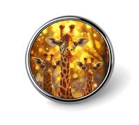 Giraffe Family Sunset Round Lapel Pin Button Brooch Tie Badge Elegant Hat Clothing Jewelry Accessories