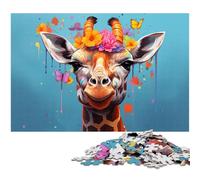 Giraffe Flowers JigsawPuzzle 1000 Pieces for Adults Challenging Puzzles Perfect Home Or Office Decor, Ideal 50x75CM/19.68x29.52inch