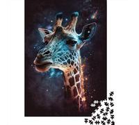 Giraffe Galaxy Puzzle Unique Home Decor 100% Recycled Cardboard Jigsaw Puzzle for Boy Or Girl 300pcs (40x28cm)