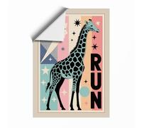 Giraffe Geometry Run Mid-Century Unframed Wall Art Print A1 (84.1×59.4cm), Wall Decor for Living Room, Bedroom, Office & Home, Art Gift