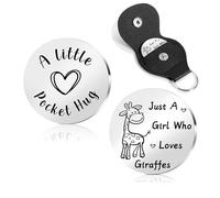 Giraffe Gifts For Women Giraffe Gifts For Giraffe Lovers Giraffe Pocket Hug Token "Just A Girl Who Loves Giraffes" Giraffe Keychains For Girls Giraffe Themed Gifts Giraffe Lady Gifts Giraffe Presents