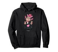 Giraffe Girl Winking Double Peace Sign Pop Graphic Playful Pullover Hoodie
