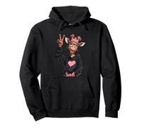 Giraffe Girl Winking Peace Sign Kawaii Pop Mood Graphic Pullover Hoodie