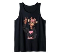 Giraffe Girl Winking Peace Sign Kawaii Pop Mood Graphic Tank Top