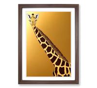 Giraffe Gold Leaf Framed Wall Art Print A2 Walnut