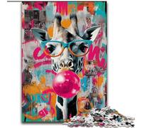 Giraffe Graffiti Adult Jigsaws 1000 Piece, Pattern Assembly Deal As Gifts for The Whole Family Suitable for And 14 (50x75cm)