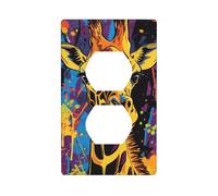 Giraffe Graffiti Street Art Outlet Cover Light Switch Cover Decorative 1 Gang Wall Plate for Kitchen Room Bathroom Size 7x11.4cm