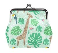 Giraffe Green Women’s PU Leather Coin Wallets Girls Mini Buckle Coin Purse Pouch