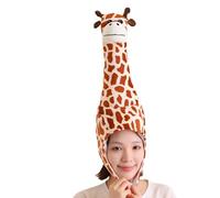 Giraffe Head Hat, Animal Headgear Cap, 23.62x3.94 Inches Costume Hat with Plush Build, Soft Fabric Animal Headwear, Party Hats with Cute Design, Kids Costume Hats for Carnival Events
