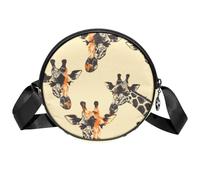 Giraffe Head Women's Round Crossbody Bag, Cute Travel Storage Shoulder Handbag, Small Chest Bag with Adjustable Strap