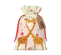 Giraffe Heart Flower Butterfly Linen Drawstring Gift Bag Xmas Party Candy Bag Reusable Storage Pouches