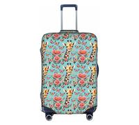 Giraffe Heart Flower Butterfly Print Decorative Travel Luggage Cover Concealed Zipper Suitcases Anti Scratch Dustproof, White, S
