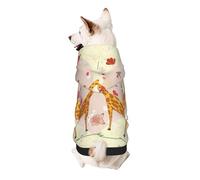 Giraffe Heart Flower Butterfly Print Dog Hoodie Sweatshirt For Small Dogs, Warm, Soft And Breathable Pet Clothes, Easy To Wear Jumper For Winter And Fall Warm