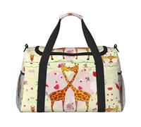 Giraffe Heart Flower Butterfly Print Duffel Bag for Travel Weekender Overnight Carry On Bag Women Men Gym Luggage Bag Carry on
