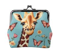 Giraffe Heart Flower Butterfly Print Exquisite Versatile Kiss Lock Coin Purse Cute Small Zipper Wallet for Coins Cards